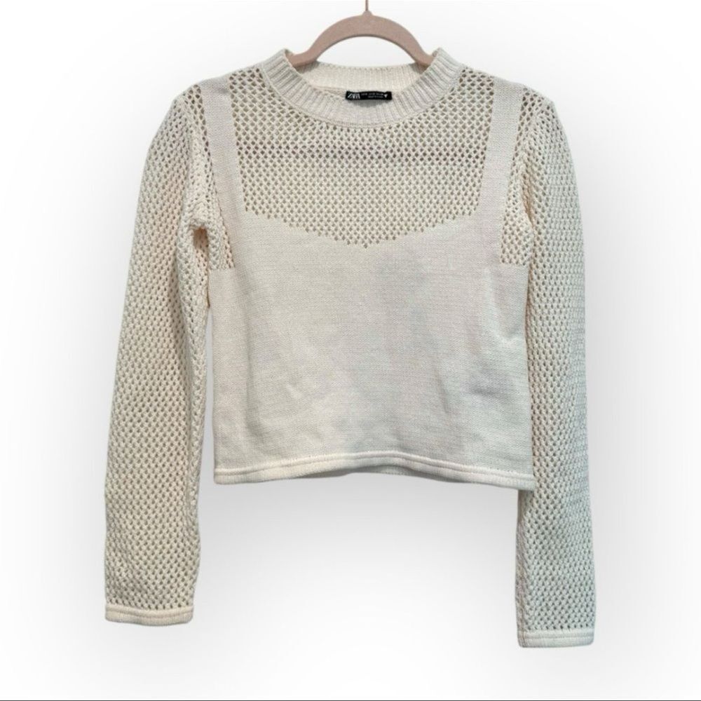 Zara White Knit Sweater – Size Small